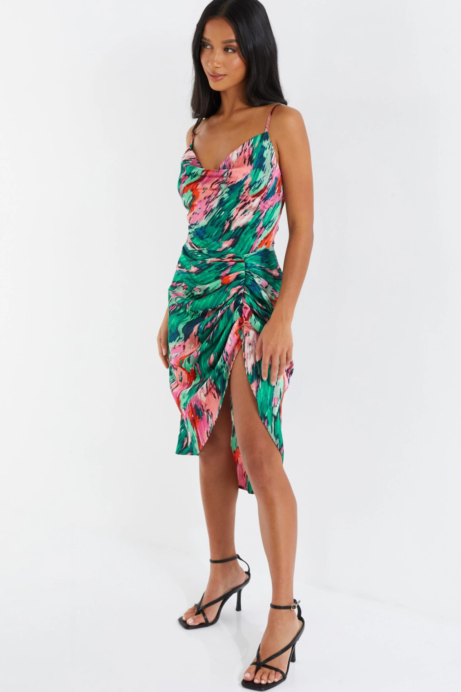 Petite Multicoloured Brush Stroke Midi Dress 4 Petite Multicoloured Brush Stroke Midi Dress - Image 4