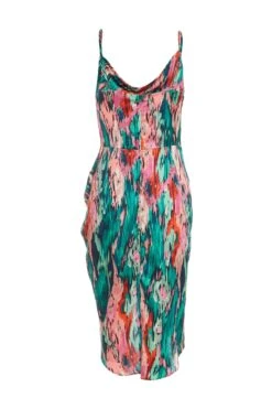 Petite Multicoloured Brush Stroke Midi Dress 10 Petite Multicoloured Brush Stroke Midi Dress -Glamourista 00100037109 ZB
