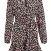 Petite Black Ditsy Floral Wrap Mini Dress