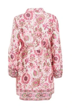 Curve Pink Paisley Print Mini Shirt Dress -Glamourista 00100037129 ZB