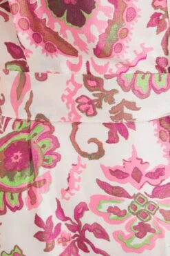 Curve Pink Paisley Print Mini Shirt Dress -Glamourista 00100037129 ZS