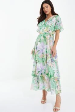 Multicoloured Tropical Print Midaxi Dress -Glamourista 00100037130 XS