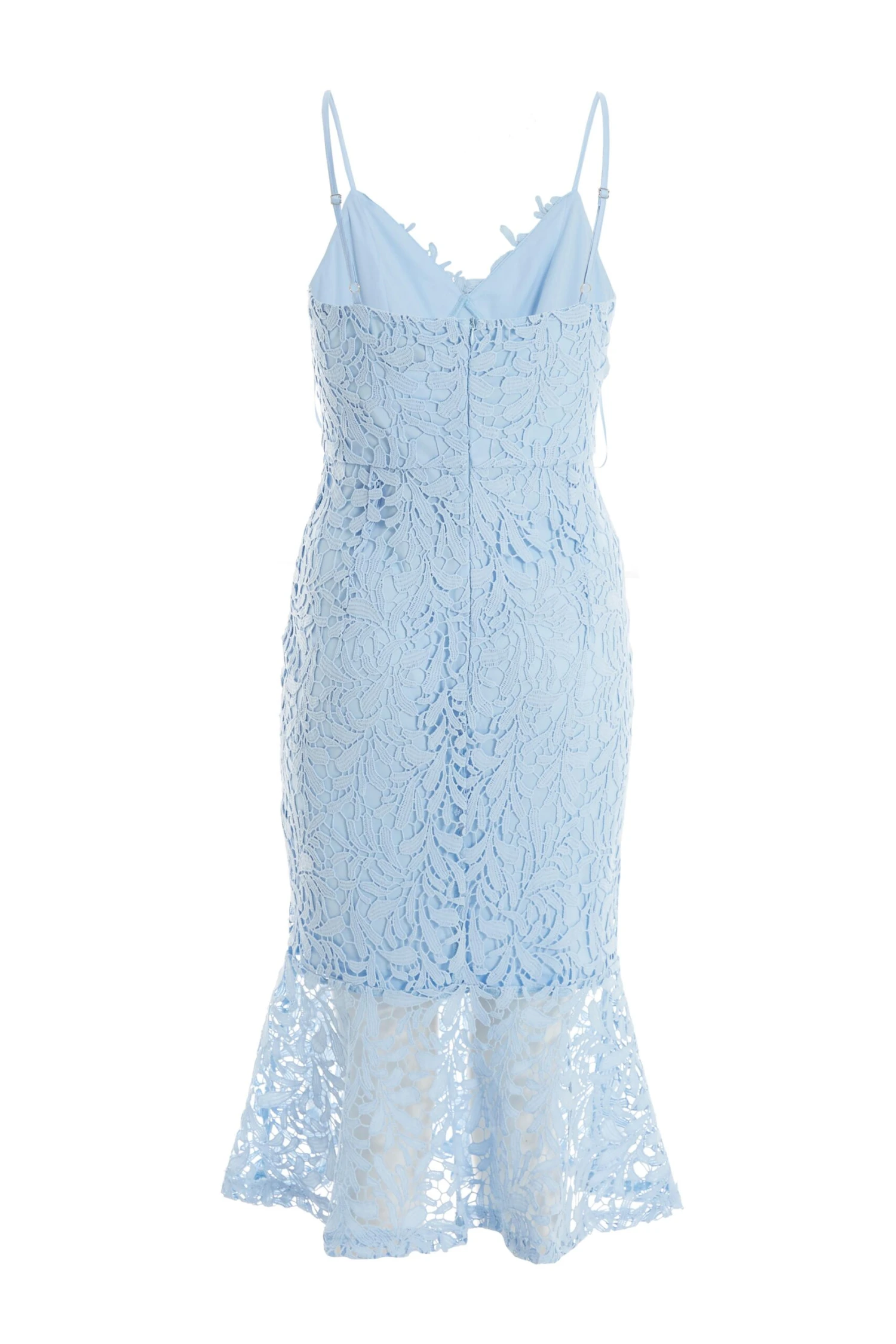 Light Blue Lace Fishtail Midi Dress 5 Light Blue Lace Fishtail Midi Dress - Image 5