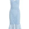 Light Blue Lace Fishtail Midi Dress