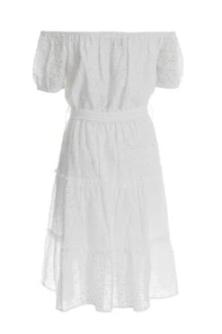 White Broderie Bardot Mini Dress 10 White Broderie Bardot Mini Dress -Glamourista 00100037176 ZB