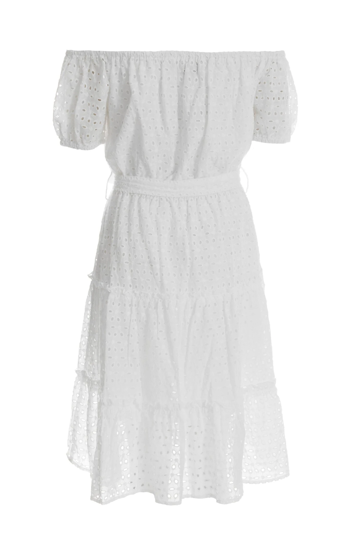 White Broderie Bardot Mini Dress 5 White Broderie Bardot Mini Dress - Image 5