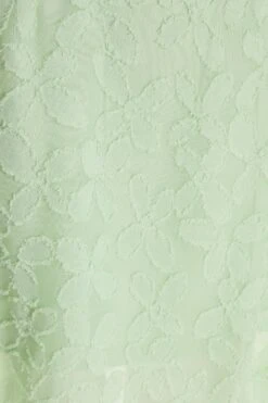 Sage Jacquard Puff Sleeve Midi Dress -Glamourista 00100037183 ZS