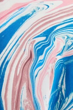 Petite Blue Satin Marble Print Midaxi Dress -Glamourista 00100037193 ZS