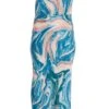 Curve Blue Satin Marble Print One Shoulder Midaxi Dress