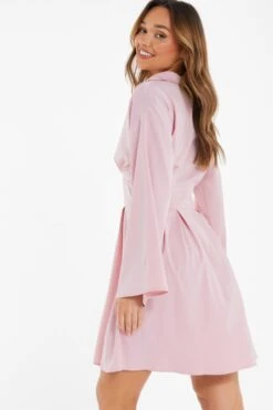 Light Pink Corset Shirt Mini Dress 8 Light Pink Corset Shirt Mini Dress -Glamourista 00100037205 XB