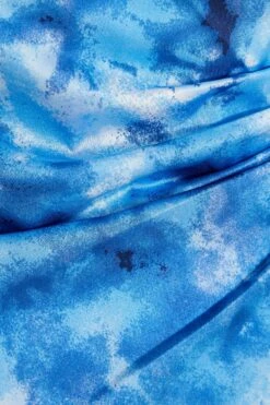 Blue Satin Marble Print Wrap Mini Dress -Glamourista 00100037206 ZS