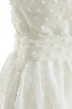 Cream Chiffon Dobby One Shoulder Mini Dress -Glamourista 00100037210 ZS