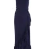 Navy Slinky Chain Wrap Midi Dress