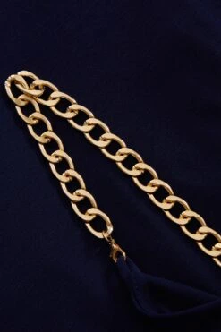 Navy Slinky Chain Wrap Midi Dress -Glamourista 00100037217 ZS