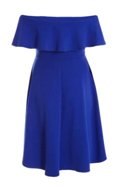 Curve Royal Blue Bardot Skater Dress -Glamourista 00100037279 ZB
