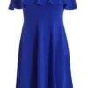 Curve Royal Blue Bardot Skater Dress