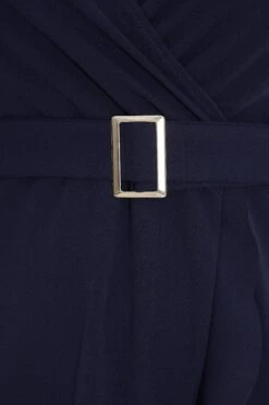 Curve Navy Wrap Buckle Midi Dress -Glamourista 00100037287 ZS