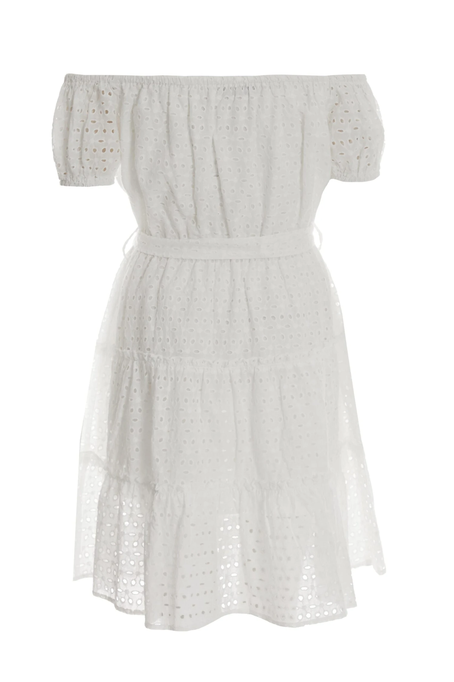 Petite White Embroidered Bardot Mini Dress 5 Petite White Embroidered Bardot Mini Dress - Image 5