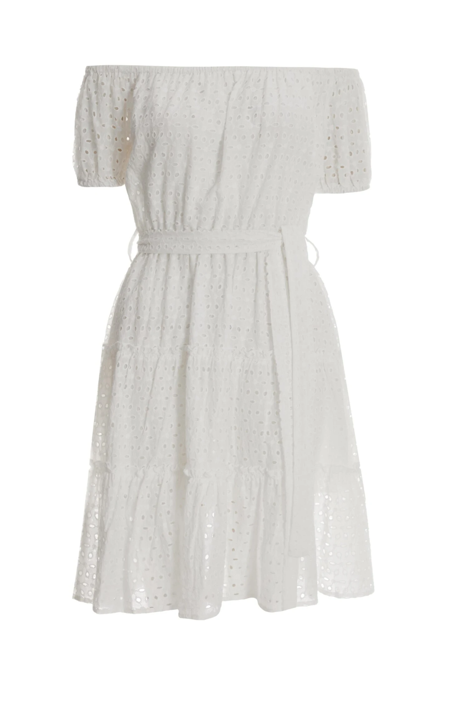 Petite White Embroidered Bardot Mini Dress 1 Petite White Embroidered Bardot Mini Dress