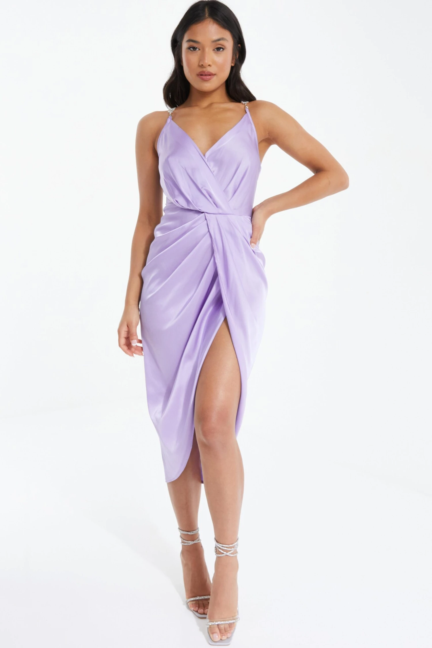 Petite Lilac Diamante Midi Dress 2 Petite Lilac Diamante Midi Dress - Image 2