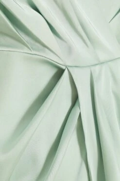 Curve Sage Satin Ruched Midi Dress -Glamourista 00100037296 ZS