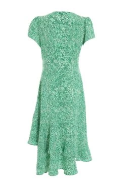 Petite Green Polka Dot Frill Midi Dress -Glamourista 00100037297 ZB