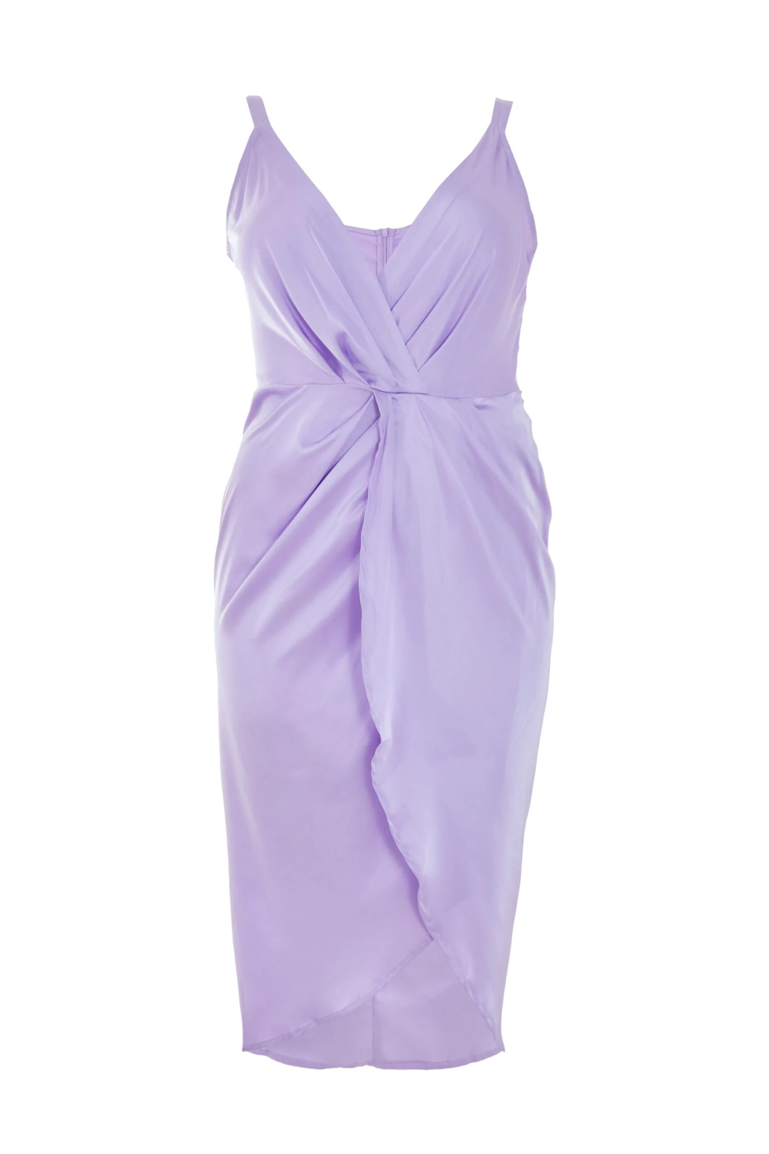 Curve Lilac Satin Ruched Midi Dress 1 Curve Lilac Satin Ruched Midi Dress