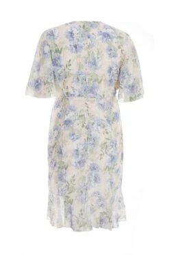 Curve Pink Floral Frill Midi Dress -Glamourista 00100037300 ZB