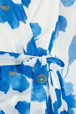 Petite Blue Chiffon Floral Tiered Mini Dress -Glamourista 00100037301 ZS