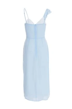 Light Blue Textured Frill Midi Dress 10 Light Blue Textured Frill Midi Dress -Glamourista 00100037308 ZB