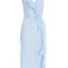 Light Blue Textured Frill Midi Dress