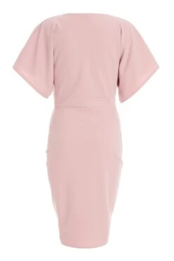 Light Pink Buckle Wrap Midi Dress -Glamourista 00100037309 ZB