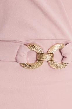 Light Pink Buckle Wrap Midi Dress -Glamourista 00100037309 ZS