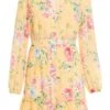 Yellow Chiffon Floral Shirt Dress