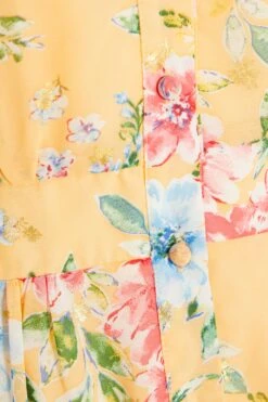 Yellow Chiffon Floral Shirt Dress -Glamourista 00100037311 ZS