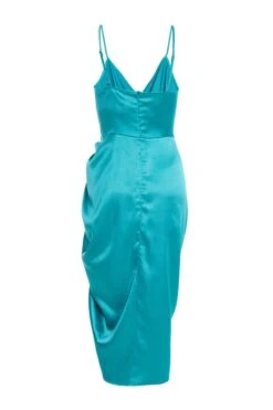Aqua Wrap Ruched Midi Dress -Glamourista 00100037312 ZB