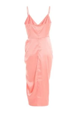 Coral Wrap Ruched Midi Dress -Glamourista 00100037313 ZB