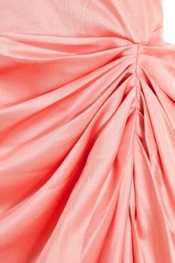 Coral Wrap Ruched Midi Dress -Glamourista 00100037313 ZS