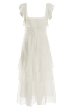 White Chiffon Dobby Tiered Maxi Dress -Glamourista 00100037314 ZB