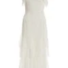 White Chiffon Dobby Tiered Maxi Dress