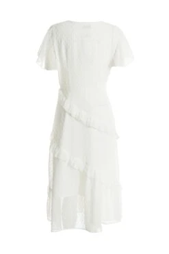 White Chiffon Dobby Wrap Midi Dress -Glamourista 00100037315 ZB