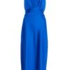 Royal Blue Satin Ruched Midi Dress