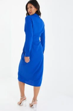 Royal Blue Shirt Midi Dress -Glamourista 00100037350 XB