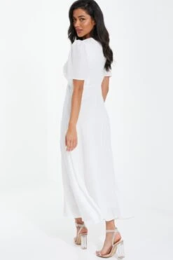Cream Puff Sleeve Midi Dress -Glamourista 00100037361 XB