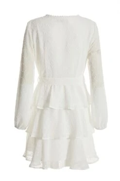 White Chiffon Polka Dot Skater Dress -Glamourista 00100037366 ZB
