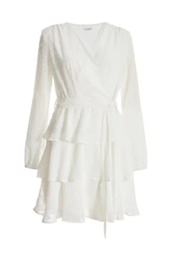 White Chiffon Polka Dot Skater Dress