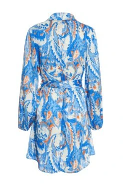 Blue Marble Print Shirt Mini Dress -Glamourista 00100037368 ZB