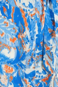 Blue Marble Print Shirt Mini Dress -Glamourista 00100037368 ZS