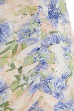 Pink Floral Chiffon Ruched Mini Dress -Glamourista 00100037372 ZS