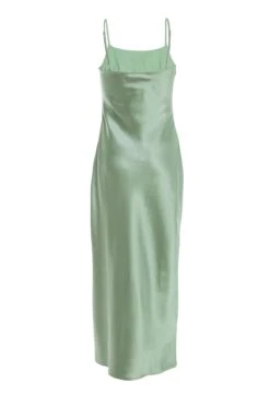 Sage Satin Ruched Split Midi Dress -Glamourista 00100037374 ZB